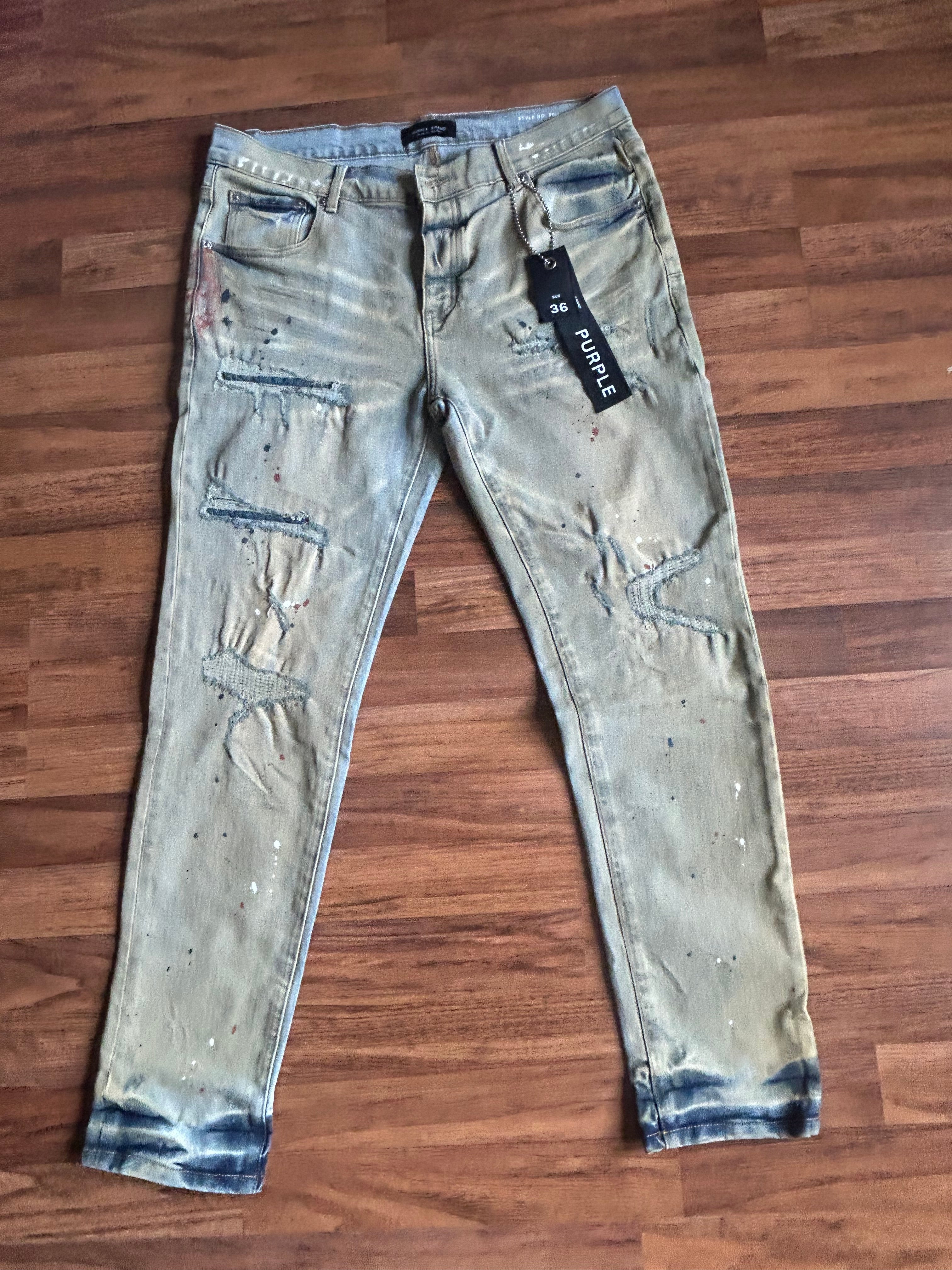 Purple “Paint Splatter” Denim Skinny Jeans