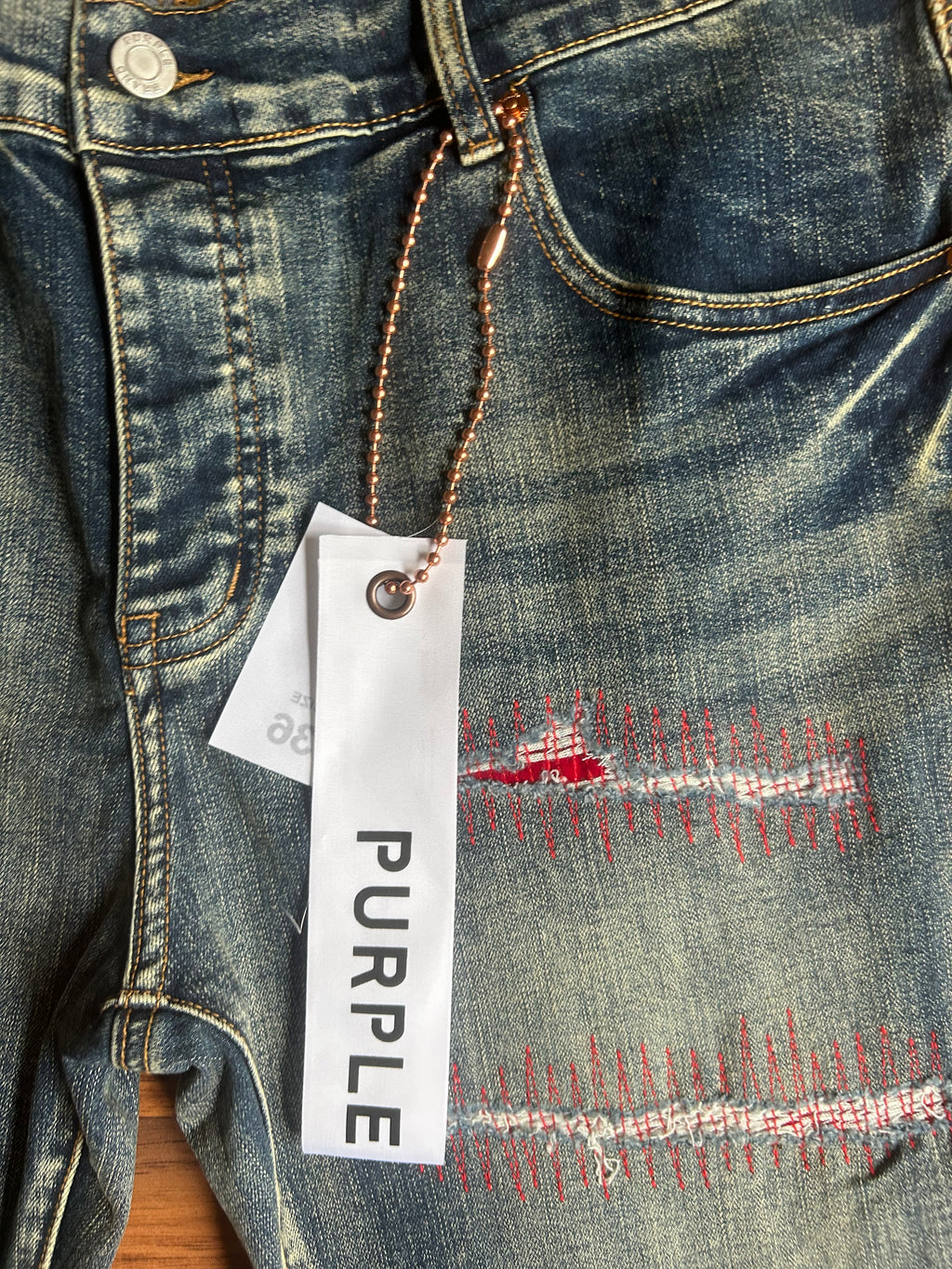 Purple “Blood Stitched” Denim Jeans