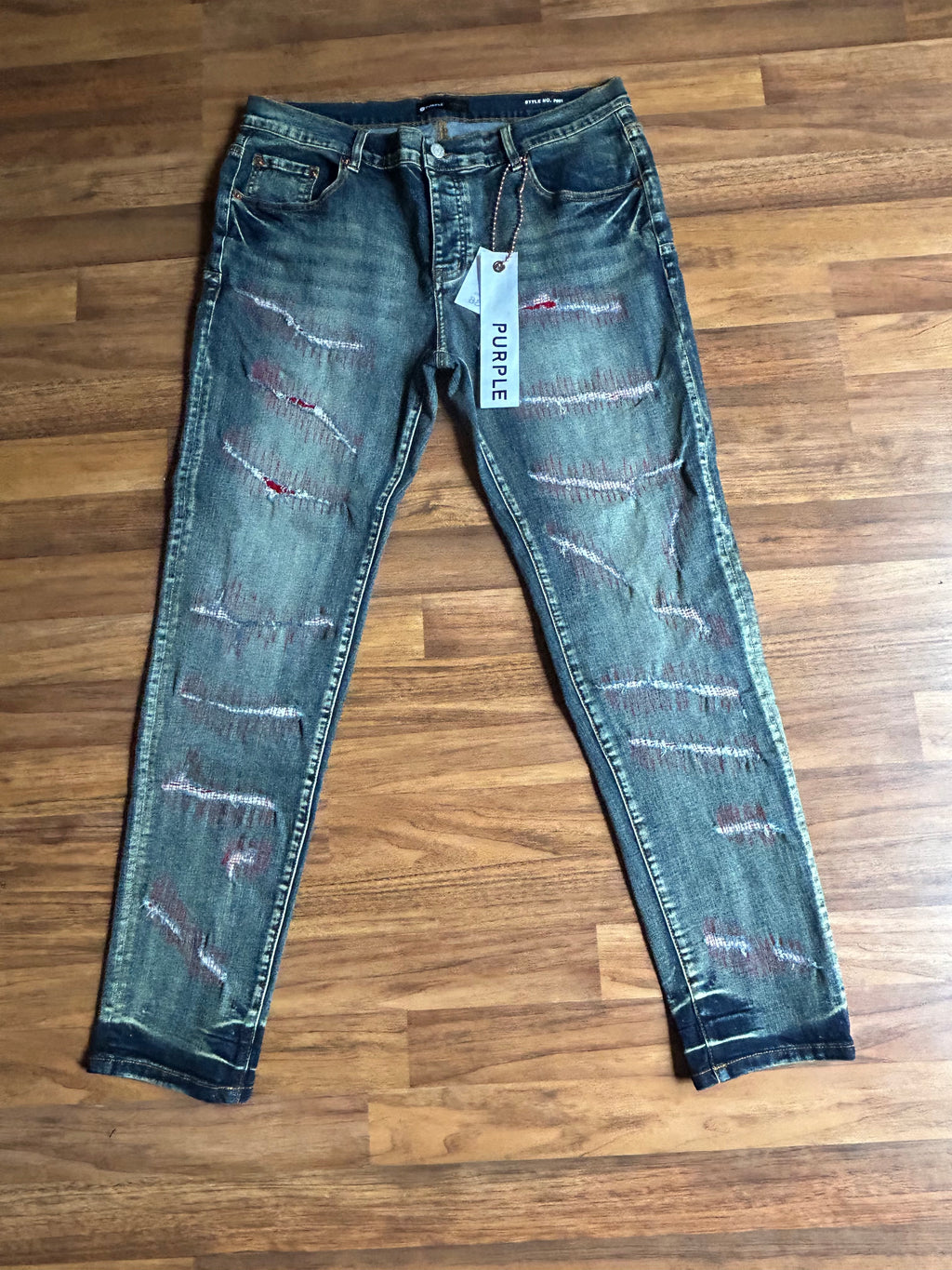 Purple “Blood Stitched” Denim Jeans